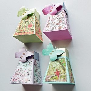 Multi-colored Butterfly Pyramid Box - Set of 4