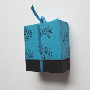 Elegant Stamped Blue Rectangle Boxes with Ribbons