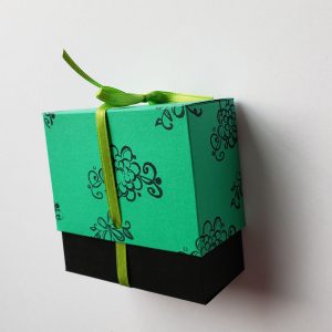 Elegant Stamped Rectangle Green & Black Boxes - Set of 6