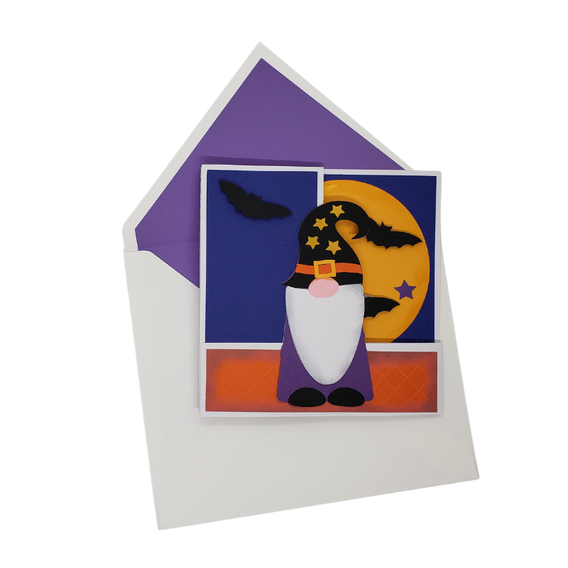 BATTY GNOME HALLOWEEN GREETING CARD - Z-FOLD