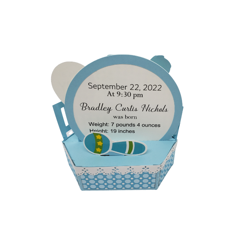 BABY BOY BIRTH ANNOUNCEMENT-3D POP-UP - Image 3