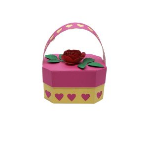 HEXAGON BOX WITH SCALLOPED HANDLE