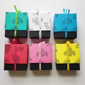 Elegant Stamped Rectangle Boxes with Ribbons - Set of 6