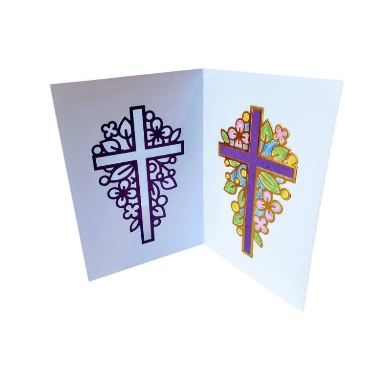 STAINED-GLASS CROSS CARD - 5" x 7" - Image 2