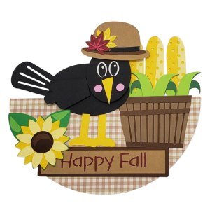 CUTE CROW & CORN FALL GREETING CARD - SVG Rustic Charm