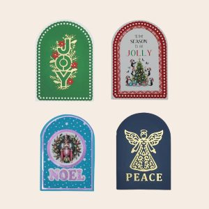 Tri-Fold Christmas Card Collection featuring Angel, Penguin, Santa, and Nutcracker designs – handcrafted 3D pop-up keepsake cards.