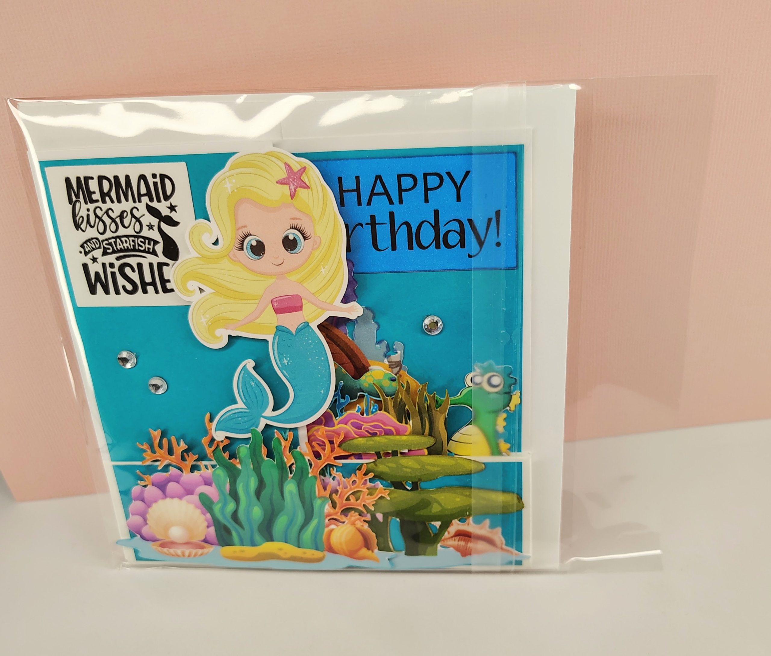 3D Mermaid Birthday Card for Girl, Ocean Themed Mermaid Card, Handmade Birthday Card with Envelope - Image 5