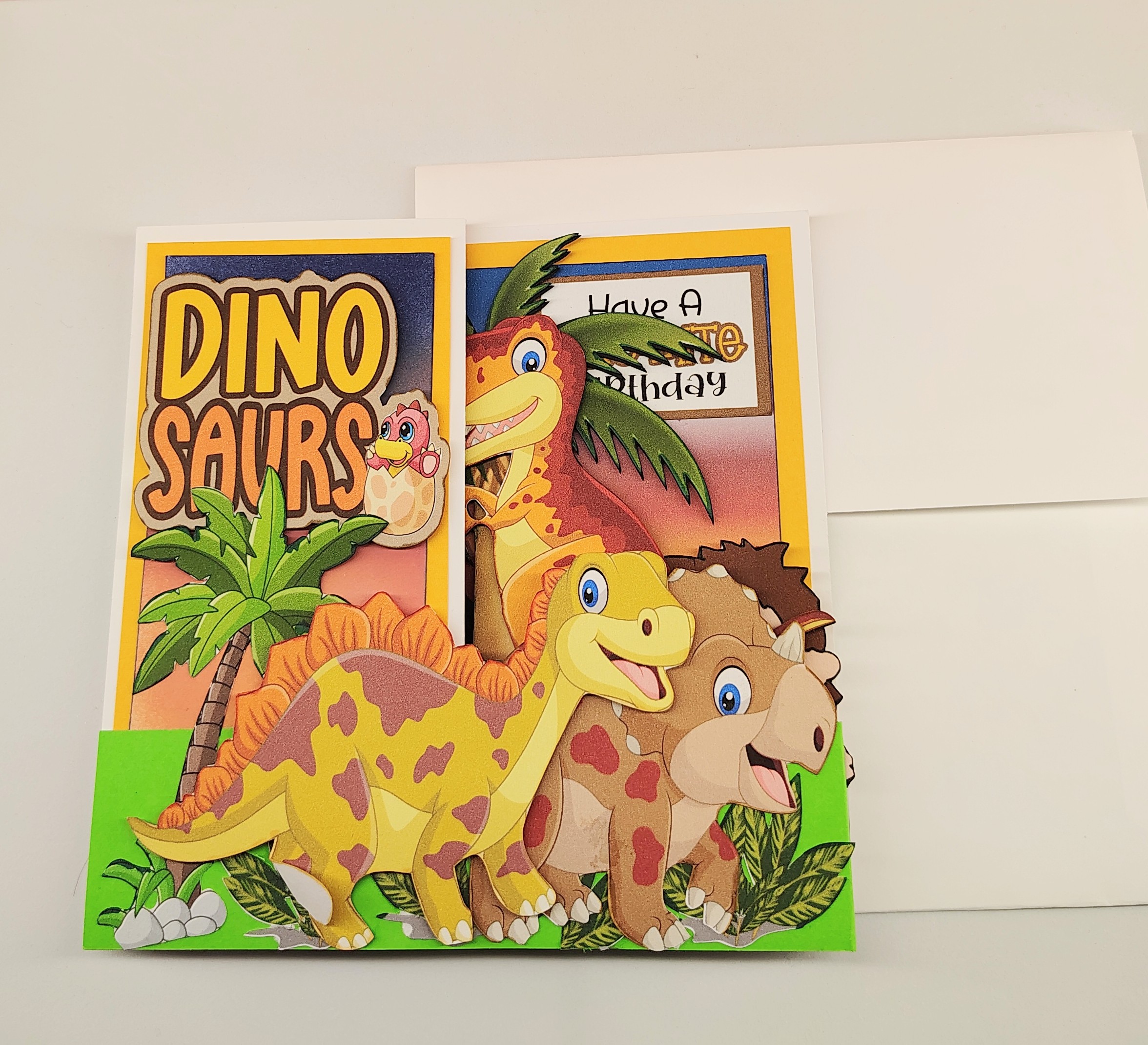 3D Dinosaur Birthday Card for Boy, Handmade Dinosaur Birthday Card with Envelope - Image 5