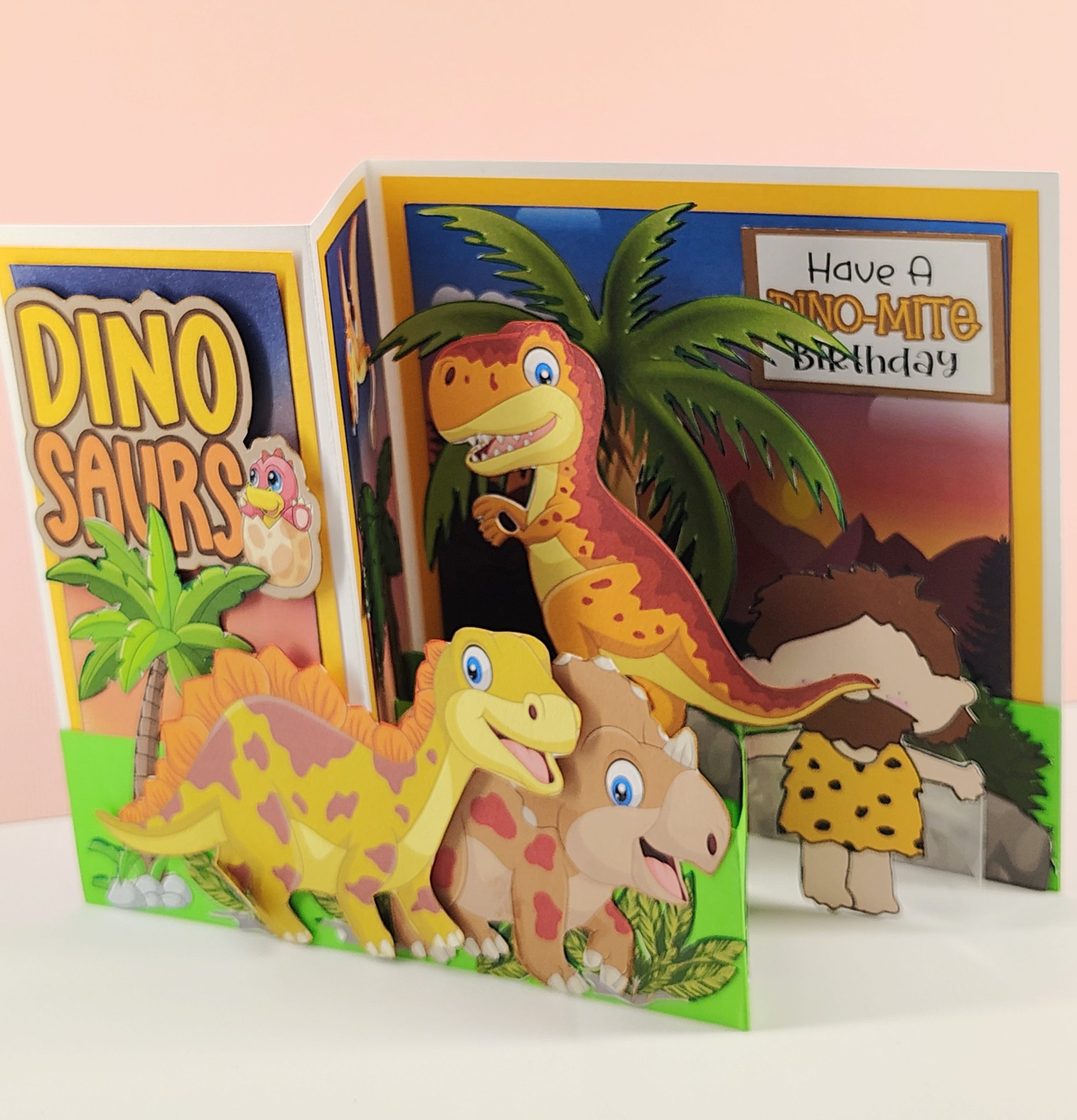 3D Dinosaur Birthday Card for Boy, Handmade Dinosaur Birthday Card with Envelope