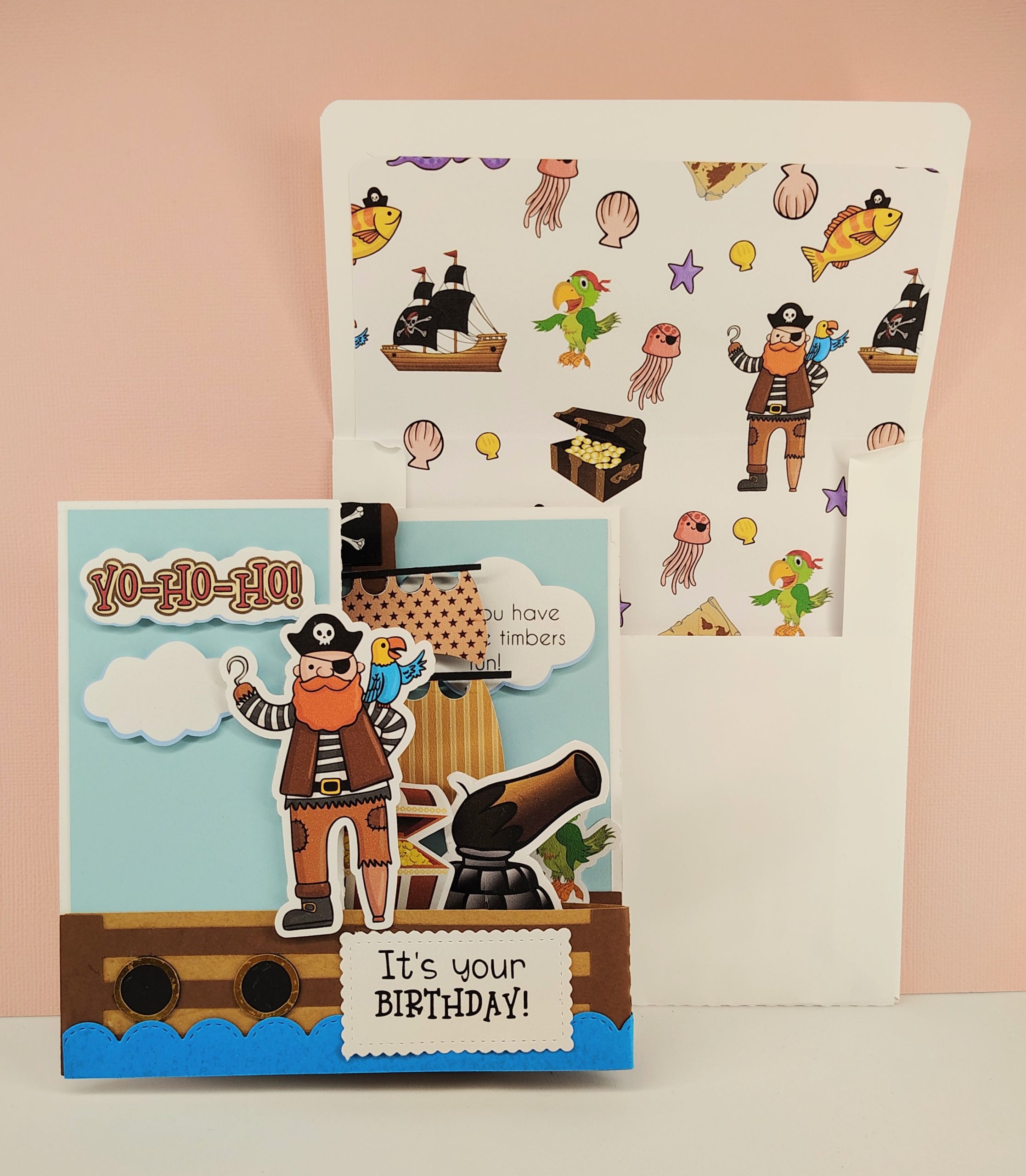3D Pirate Birthday Card for Boy, Handmade Pirate Birthday Card with Envelope - Image 6