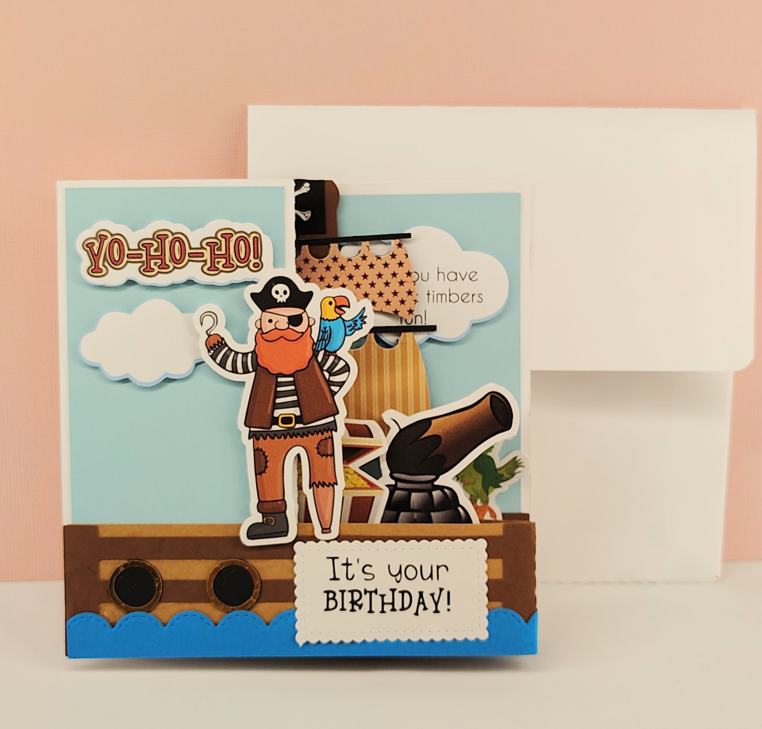 3D Pirate Birthday Card for Boy, Handmade Pirate Birthday Card with Envelope - Image 3