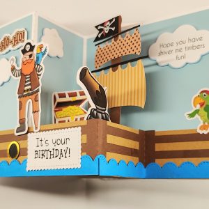 3D Pirate Birthday Card for Boy, Handmade Pirate Birthday Card with Envelope