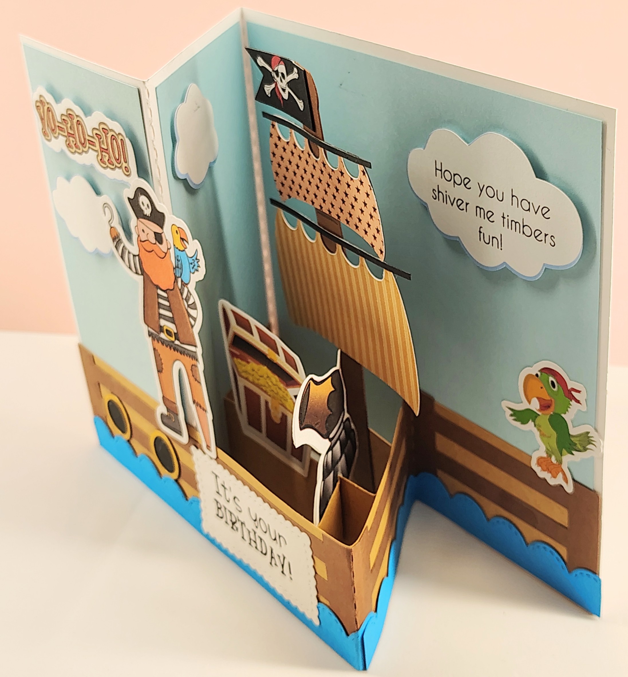 3D Pirate Birthday Card for Boy, Handmade Pirate Birthday Card with Envelope - Image 5
