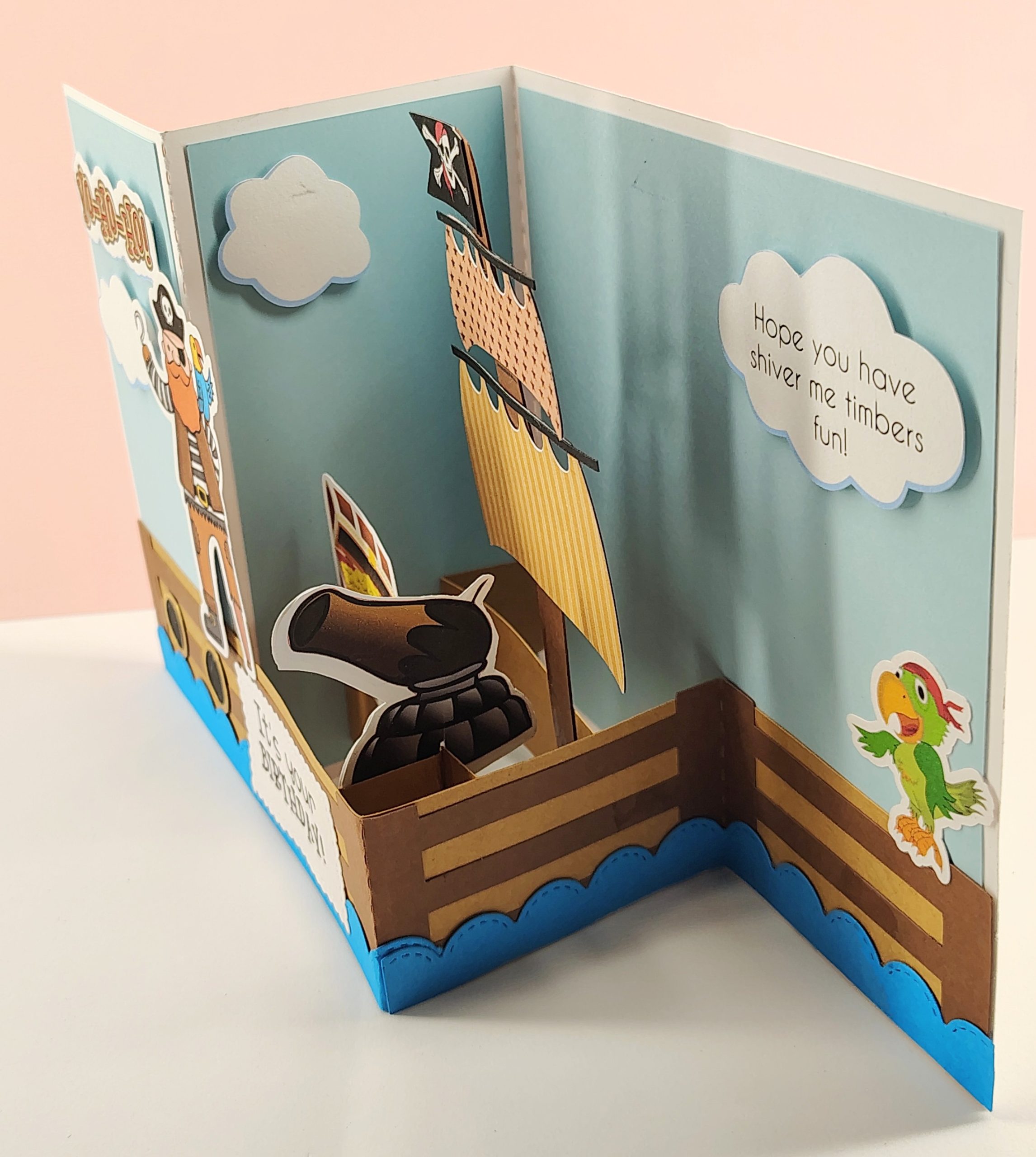 3D Pirate Birthday Card for Boy, Handmade Pirate Birthday Card with Envelope - Image 4