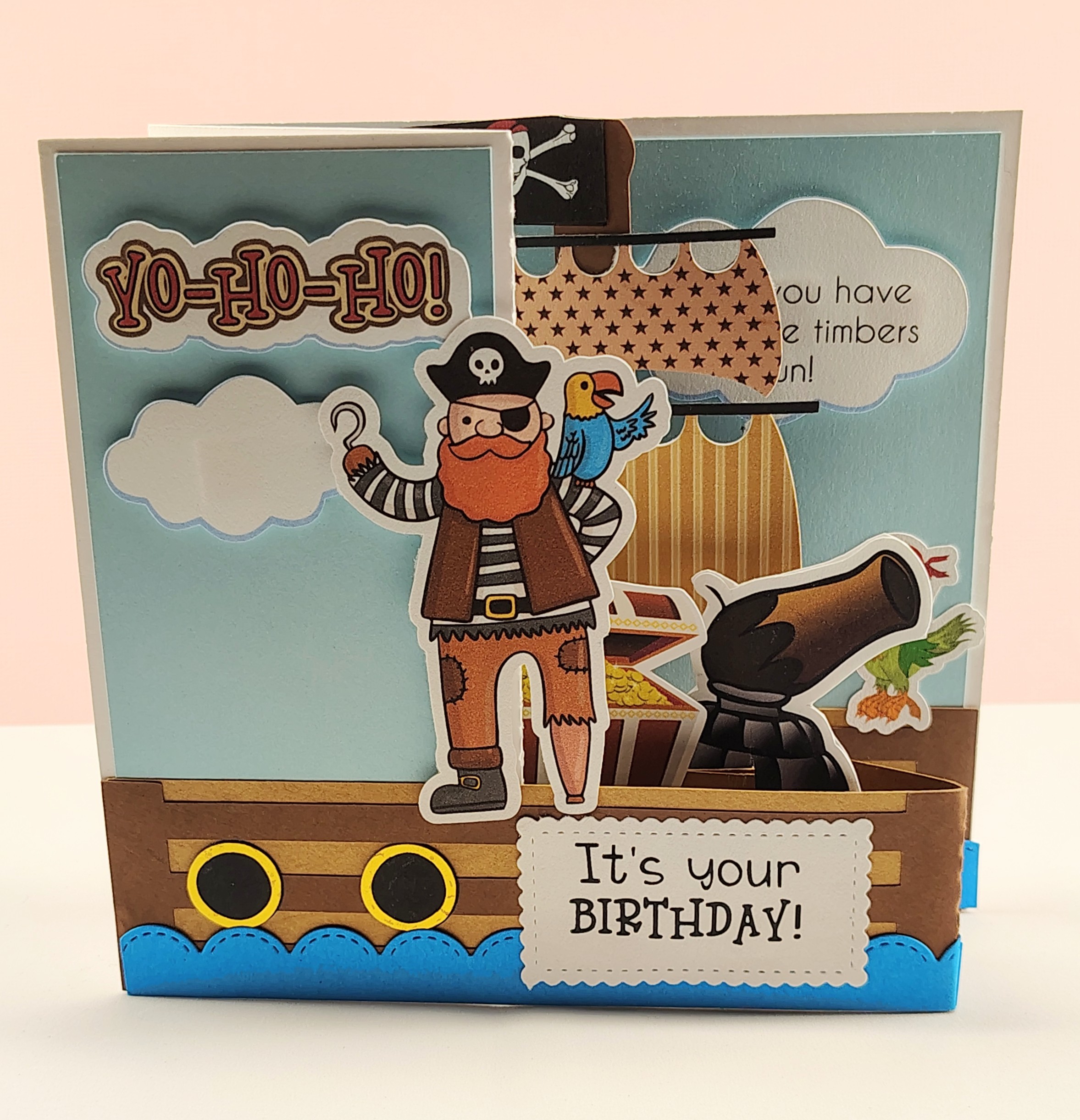 3D Pirate Birthday Card for Boy, Handmade Pirate Birthday Card with Envelope - Image 2