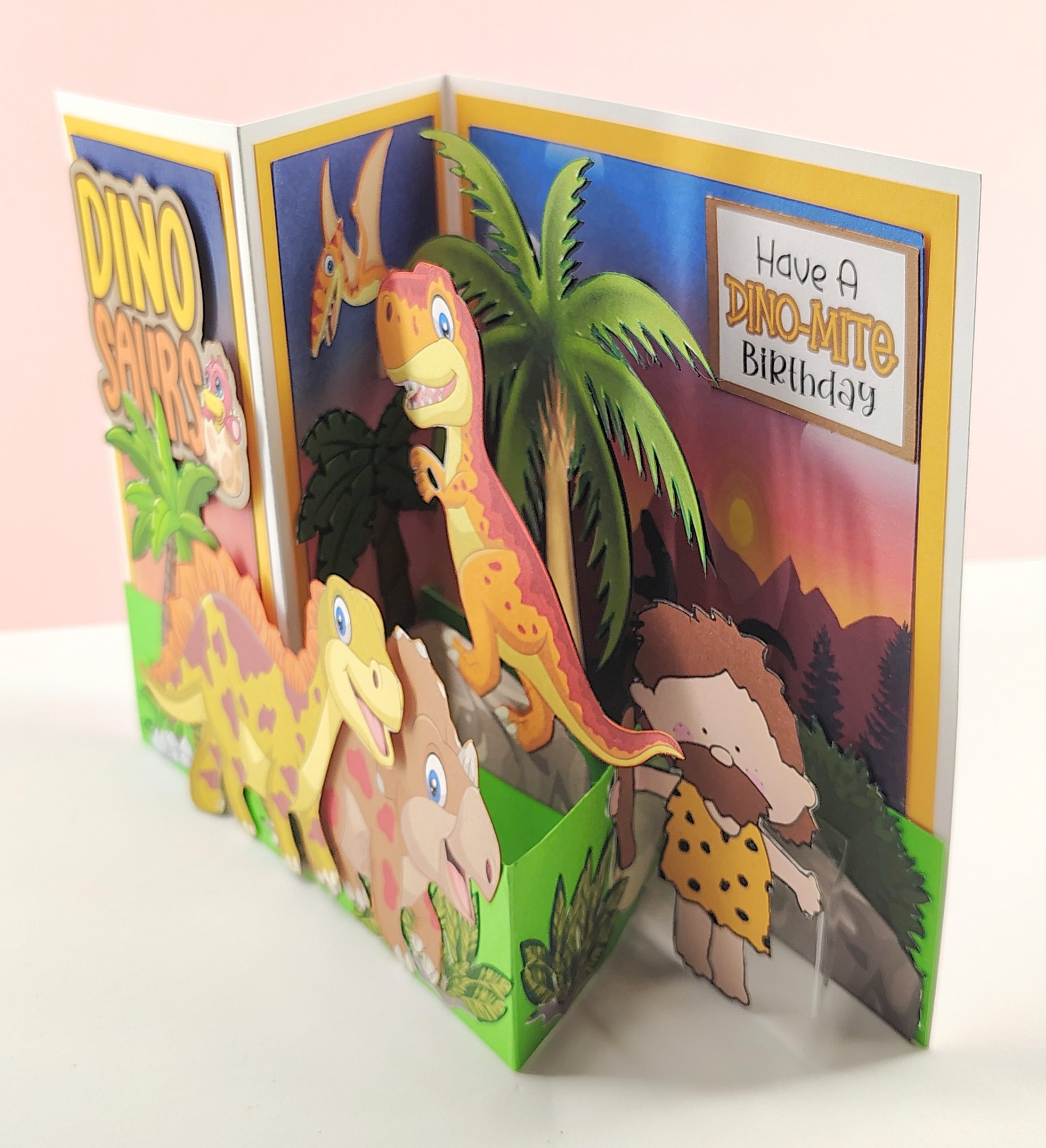 3D Dinosaur Birthday Card for Boy, Handmade Dinosaur Birthday Card with Envelope - Image 2