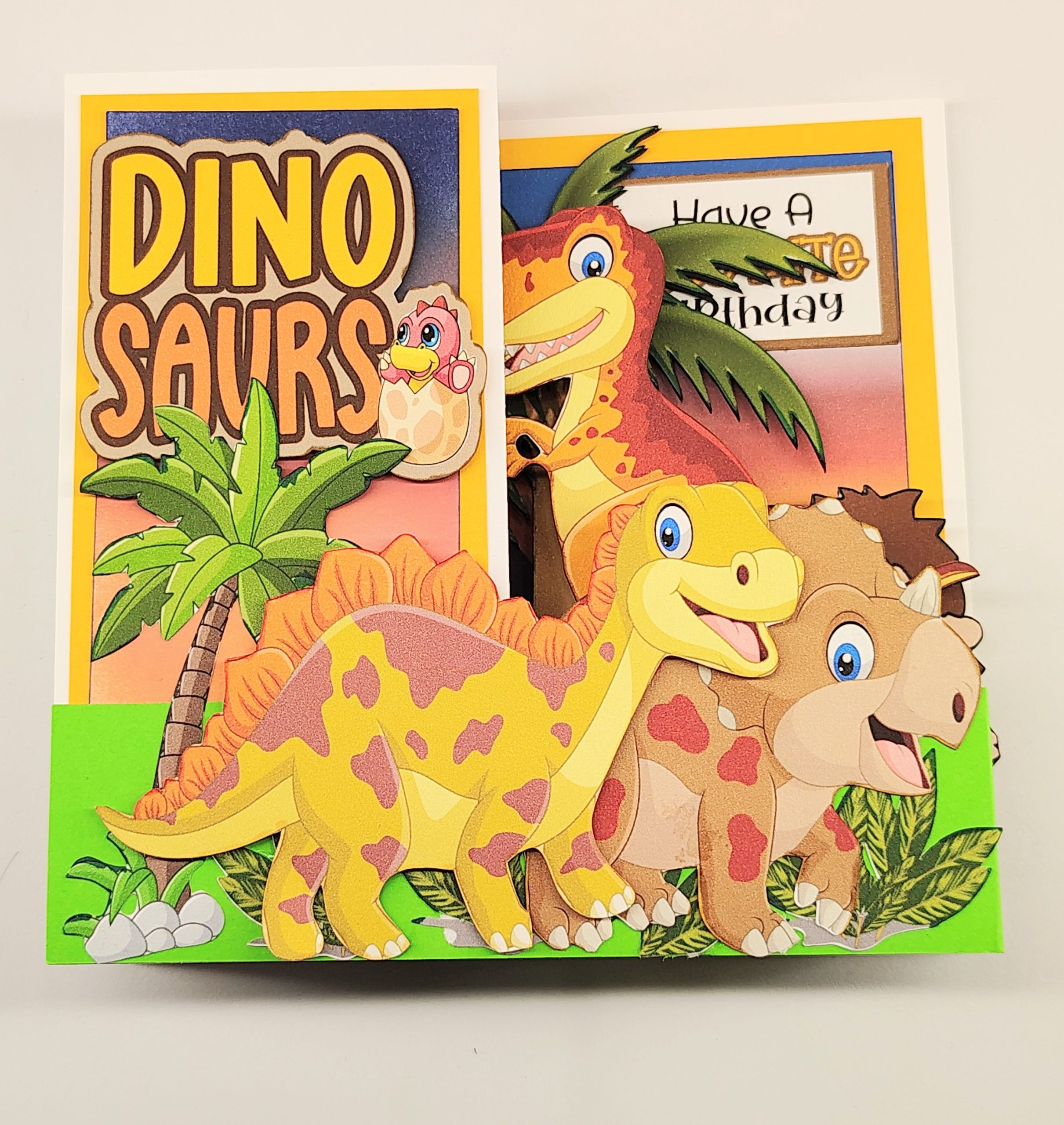 3D Dinosaur Birthday Card for Boy, Handmade Dinosaur Birthday Card with Envelope - Image 3