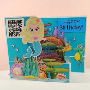 3D Mermaid Birthday Card for Girl, Ocean Themed Mermaid Card, Handmade Birthday Card with Envelope